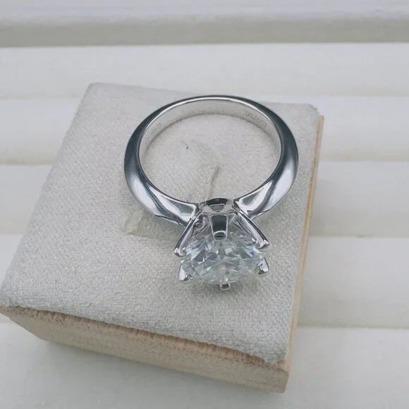 Moissanite Solitaire Engagement Ring 3.0Ct 9Mm Size 7 GRA Certified - Picture 2 of 12